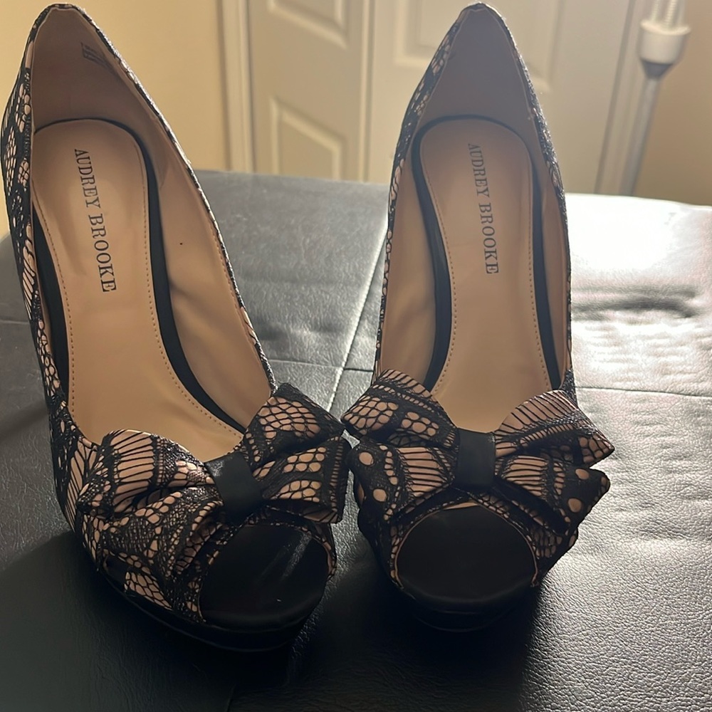 Audrey Brooke Peep-toe heels. Perfect accessory to the LBD!!!